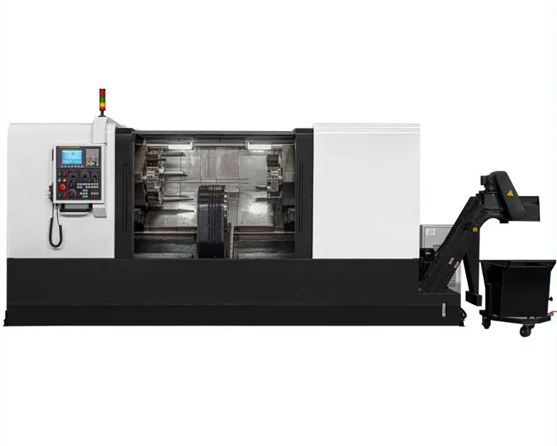 Lathe with central drive for connection